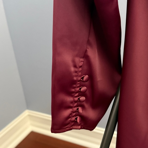 Banana Republic Deep Burgundy Long Sleeve Dress with Scooped Back - Picture 5 of 5